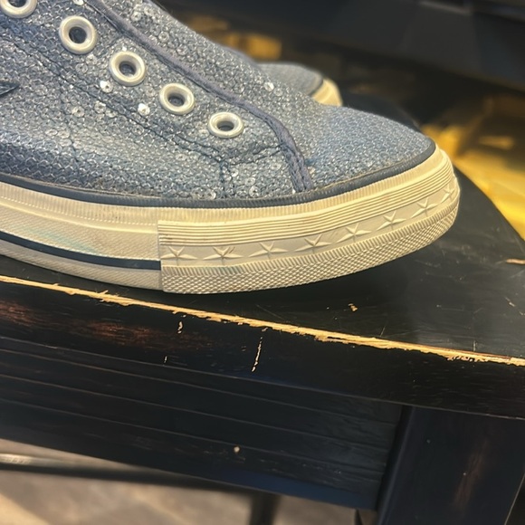 Converse All Star Blue Sequin low Top Sneaker tennis shoes size 8.5 - Picture 10 of 11